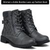 imageVepose Womens Combat Ankle Boots Lace up Comfortable Booties Low HeelGrey Knitting927