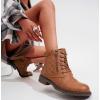 imageVepose Womens Combat Ankle Boots Lace up Comfortable Booties Low HeelYellow Brown Pocket903
