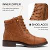 imageVepose Womens Combat Ankle Boots Lace up Comfortable Booties Low HeelYellow Brown Pocket903