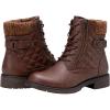 imageVepose Womens Combat Ankle Boots Lace up Comfortable Booties Low HeelCognac Knitting927