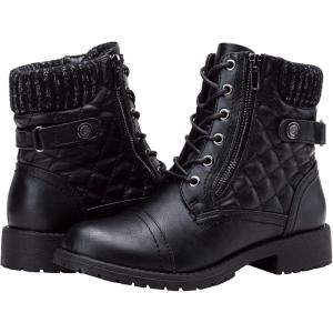 imageVepose Womens Combat Ankle Boots Lace up Comfortable Booties Low HeelBlack Knitting927