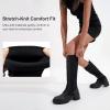 imageVepose Womens 953 Lace Platform Combat Knee High Boots with Comfort Chunky HeelBlack