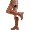 imageVepose Womens 953 Lace Platform Combat Knee High Boots with Comfort Chunky HeelBrown Pu