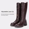 imageVepose Womens 953 Lace Platform Combat Knee High Boots with Comfort Chunky HeelWhisky