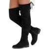 imageVepose Womens 998 Suede Over The Knee High Boots Low Flat Heel Thigh High Boots for WomenBlackknee High998