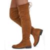 imageVepose Womens 998 Suede Over The Knee High Boots Low Flat Heel Thigh High Boots for WomenCamelknee High998