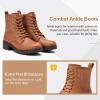 imageVepose Womens 916 Ankle Boots Combat Lace up Booties with Inside ZipperBrown