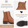 imageVepose Womens 916 Ankle Boots Combat Lace up Booties with Inside ZipperBrown