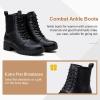 imageVepose Womens 916 Ankle Boots Combat Lace up Booties with Inside ZipperChelsea Laces916black