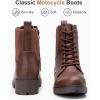 imageVepose Womens 916 Ankle Boots Combat Lace up Booties with Inside ZipperCognac