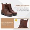 imageVepose Womens 916 Ankle Boots Combat Lace up Booties with Inside ZipperCognac