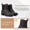 imageVepose Womens 916 Ankle Boots Combat Lace up Booties with Inside ZipperDark Tan