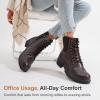 imageVepose Womens 916 Ankle Boots Combat Lace up Booties with Inside ZipperDark Tan