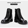 imageVepose Womens 916 Ankle Boots Combat Lace up Booties with Inside ZipperLeather Black