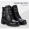 imageVepose Womens 916 Ankle Boots Combat Lace up Booties with Inside ZipperLeather Moto Black