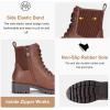 imageVepose Womens 916 Ankle Boots Combat Lace up Booties with Inside ZipperMocha Brown