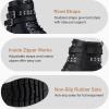 imageVepose Womens 916 Ankle Boots Combat Lace up Booties with Inside ZipperMoto Black