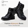 imageVepose Womens 916 Ankle Boots Combat Lace up Booties with Inside ZipperMoto Black