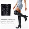 imageVepose Womens Over The Knee High Boots Suede Thigh High Boot 3 Inch Chunky Heels Zipper Adjustable Opening ShoesBlack Pu