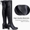 imageVepose Womens Over The Knee High Boots Suede Thigh High Boot 3 Inch Chunky Heels Zipper Adjustable Opening ShoesBlack Pu