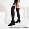 imageVepose Womens Over The Knee High Boots Suede Thigh High Boot 3 Inch Chunky Heels Zipper Adjustable Opening ShoesBlack Suede
