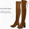 imageVepose Womens Over The Knee High Boots Suede Thigh High Boot 3 Inch Chunky Heels Zipper Adjustable Opening ShoesBrown
