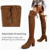 imageVepose Womens Over The Knee High Boots Suede Thigh High Boot 3 Inch Chunky Heels Zipper Adjustable Opening ShoesBrown