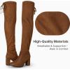 imageVepose Womens Over The Knee High Boots Suede Thigh High Boot 3 Inch Chunky Heels Zipper Adjustable Opening ShoesBrown