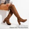 imageVepose Womens Over The Knee High Boots Suede Thigh High Boot 3 Inch Chunky Heels Zipper Adjustable Opening ShoesBrown