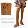 imageVepose Womens Over The Knee High Boots Suede Thigh High Boot 3 Inch Chunky Heels Zipper Adjustable Opening ShoesCamel