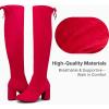 imageVepose Womens Over The Knee High Boots Suede Thigh High Boot 3 Inch Chunky Heels Zipper Adjustable Opening ShoesRed