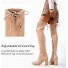 imageVepose Womens Over The Knee High Boots Suede Thigh High Boot 3 Inch Chunky Heels Zipper Adjustable Opening ShoesSand