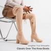 imageVepose Womens Over The Knee High Boots Suede Thigh High Boot 3 Inch Chunky Heels Zipper Adjustable Opening ShoesSand