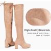 imageVepose Womens Over The Knee High Boots Suede Thigh High Boot 3 Inch Chunky Heels Zipper Adjustable Opening ShoesSand