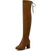 imageVepose Womens Over The Knee High Boots Suede Thigh High Boot 3 Inch Chunky Heels Zipper Adjustable Opening ShoesBrown