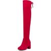 imageVepose Womens Over The Knee High Boots Suede Thigh High Boot 3 Inch Chunky Heels Zipper Adjustable Opening ShoesRed