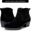 imageVepose Womens 9001 Suede Leather Ankle Boots Dressy Short Booties with Inner Zipper for LadyBlack9001
