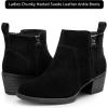 imageVepose Womens 9001 Suede Leather Ankle Boots Dressy Short Booties with Inner Zipper for LadyBlack9003