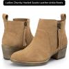 imageVepose Womens 9001 Suede Leather Ankle Boots Dressy Short Booties with Inner Zipper for LadyBrown9003