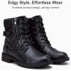imageVepose Womens 903 Combat Ankle Boots Lace up Comfortable Booties Low HeelBlack Knitting927