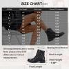 imageVepose Womens 903 Combat Ankle Boots Lace up Comfortable Booties Low HeelBlack Leather Knitting927l