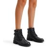imageVepose Womens 903 Combat Ankle Boots Lace up Comfortable Booties Low HeelBlack Leather Knitting927l