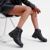 imageVepose Womens 903 Combat Ankle Boots Lace up Comfortable Booties Low HeelBlack Leather Pocket903l