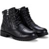 imageVepose Womens 903 Combat Ankle Boots Lace up Comfortable Booties Low HeelBlack Leather Pocket903l