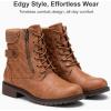 imageVepose Womens 903 Combat Ankle Boots Lace up Comfortable Booties Low HeelBrown Knitting927