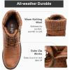 imageVepose Womens 903 Combat Ankle Boots Lace up Comfortable Booties Low HeelBrown Knitting927