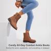 imageVepose Womens 903 Combat Ankle Boots Lace up Comfortable Booties Low HeelBrown Knitting927
