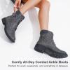 imageVepose Womens 903 Combat Ankle Boots Lace up Comfortable Booties Low HeelGrey Knitting927