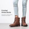 imageVepose Womens 903 Combat Ankle Boots Lace up Comfortable Booties Low HeelMocha Brown Knitting927