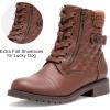 imageVepose Womens 903 Combat Ankle Boots Lace up Comfortable Booties Low HeelMocha Brown Knitting927